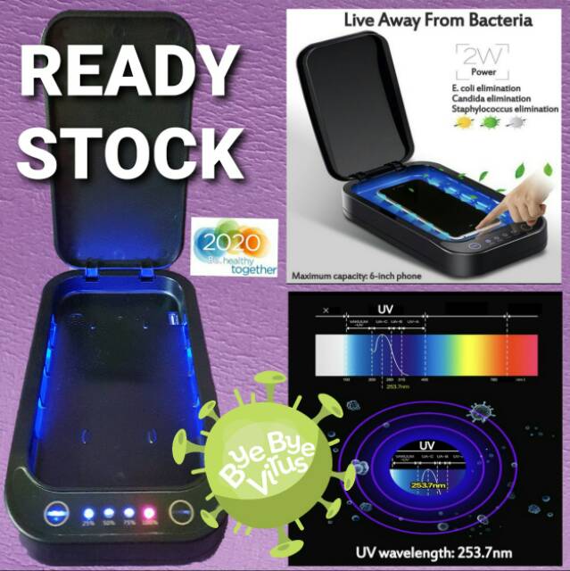 READY STYLISH BLACK Lampu  UV UVC Ultraviolet sterilizer box portable lamp - kotak UV sterilizer