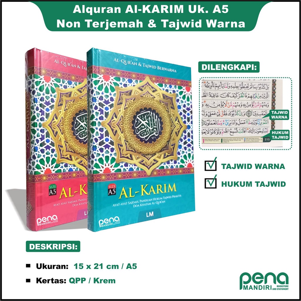 Al Qur'an Non Terjemah Tajwid Warna A5, Mushaf Al Quran Sedang, Al Quran Tajwid, Alquran, Al-Quran, Quran, Alquran Al-KARIM
