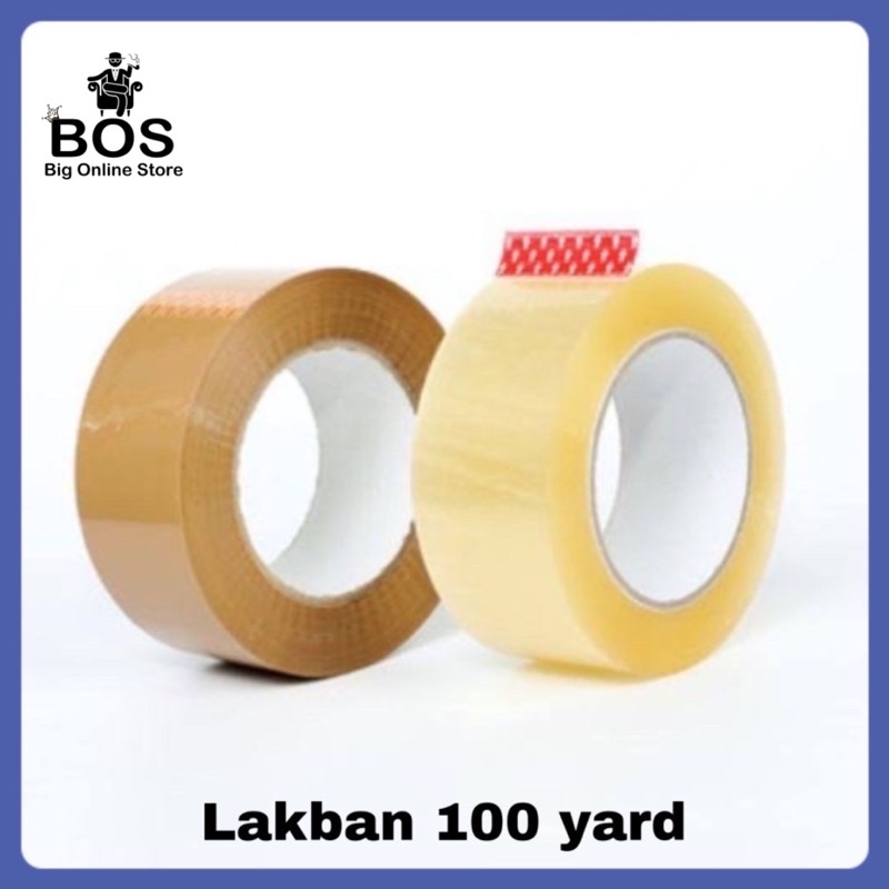 BOS - (1 PCS) LAKBAN COKLAT / BENING 100 YARD | ISOLASI 2 INCH (45MM) x 100Y