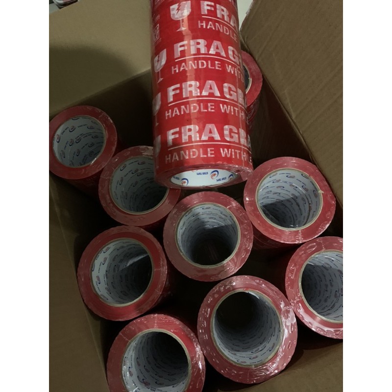 LAKBAN FRAGILE MERAH JANGAN DIBANTING FULL 100 METER 110 YARD