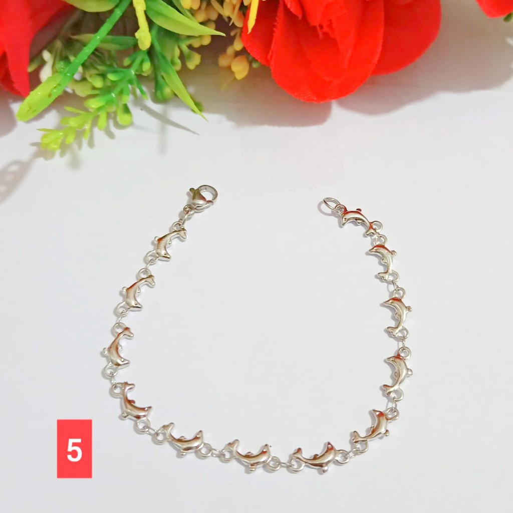 COD Gelang Dewasa TITANIUM Rantai motif perhiasan putih Korea TIDAK LUNTUR, TIDAK KARAT