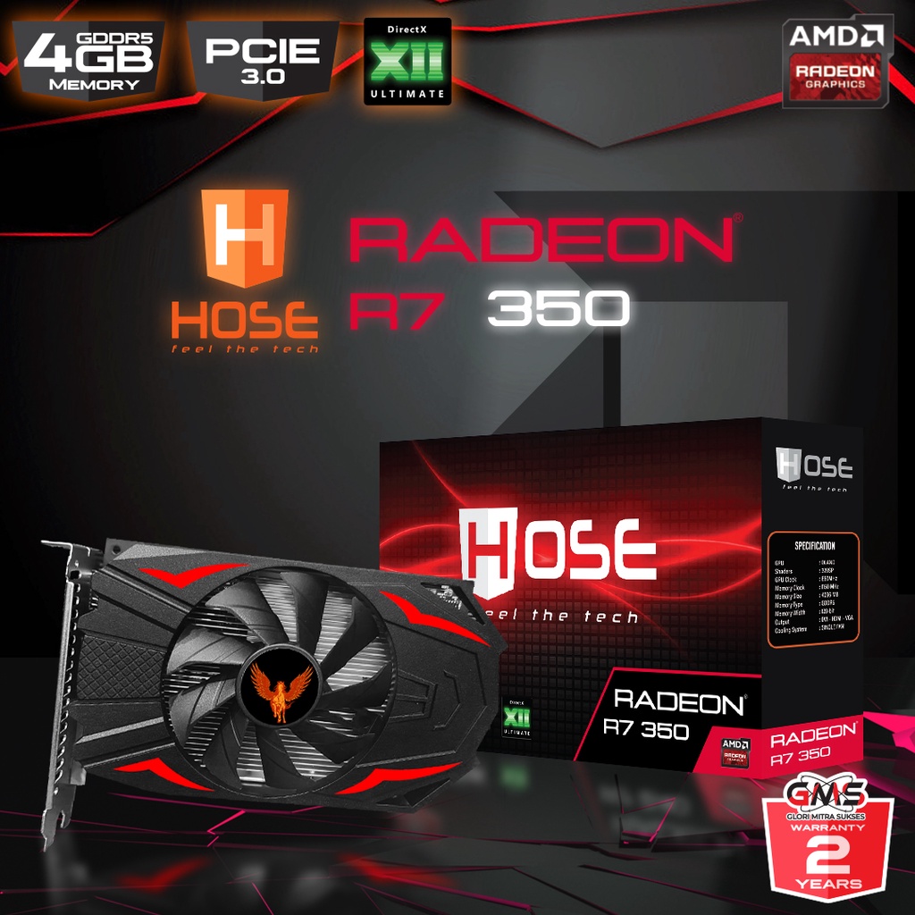 VGA RADEON HOSE R7 350 4GB DDR5 VGA CARD - GARANSI RESMI 2 TAHUN