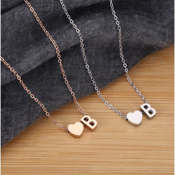 DF HURUF A-L Kalung Huruf Love Kecil Stainless Aksesoris Fashion Perhiasan GOLD SILVER