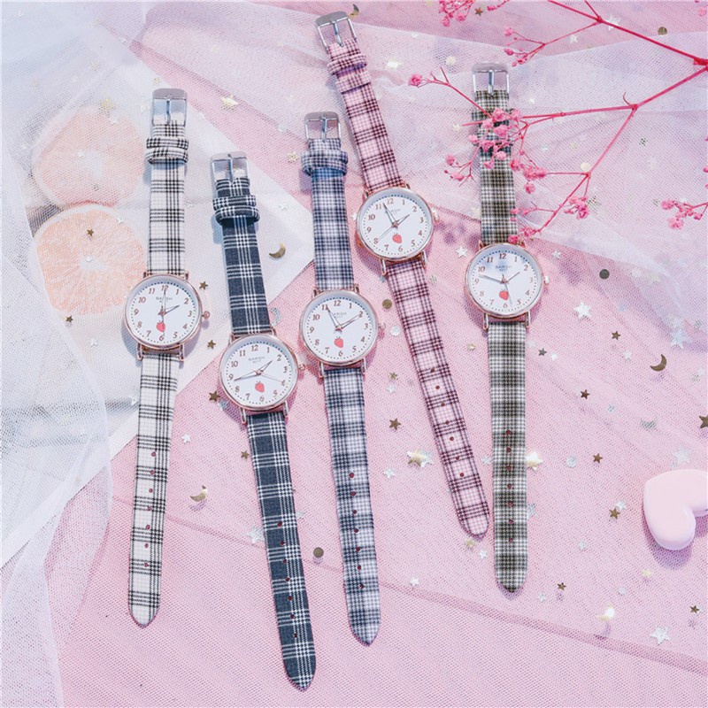 ✅Grosir Jam Senen - Jam Tangan Wanita Quartz Analog Motif Strawberry Tali Kotak Lucu Korean Fashion Import