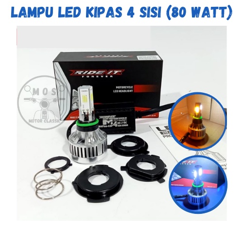 Bohlam DOP DEPAN MOTOR kipas LED 3 Sisi 80 W LED 6 MATA AC DC Ride it