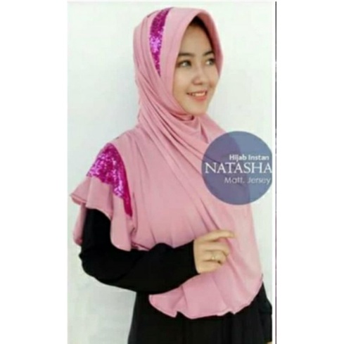 JILBAB INSTAN POLOS APLIKASI KERUT MANIK DI LENGAN