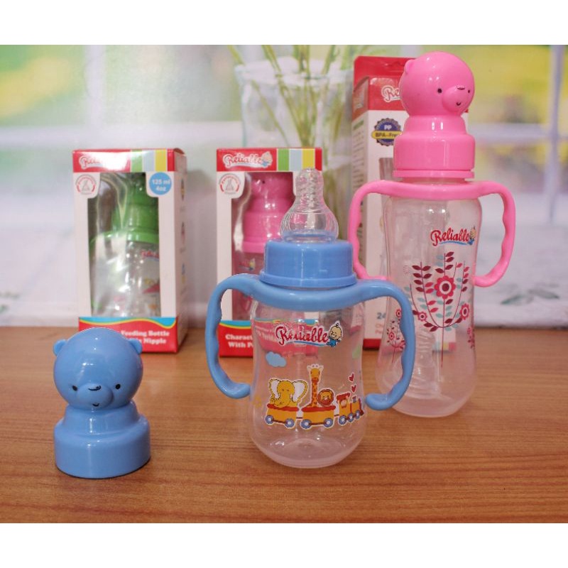 Dot Botol Susu dengan Gagang Handle 2 Pegangan untuk Anak Bayi Bpa Free Model Bentuk Karakter Lucu R