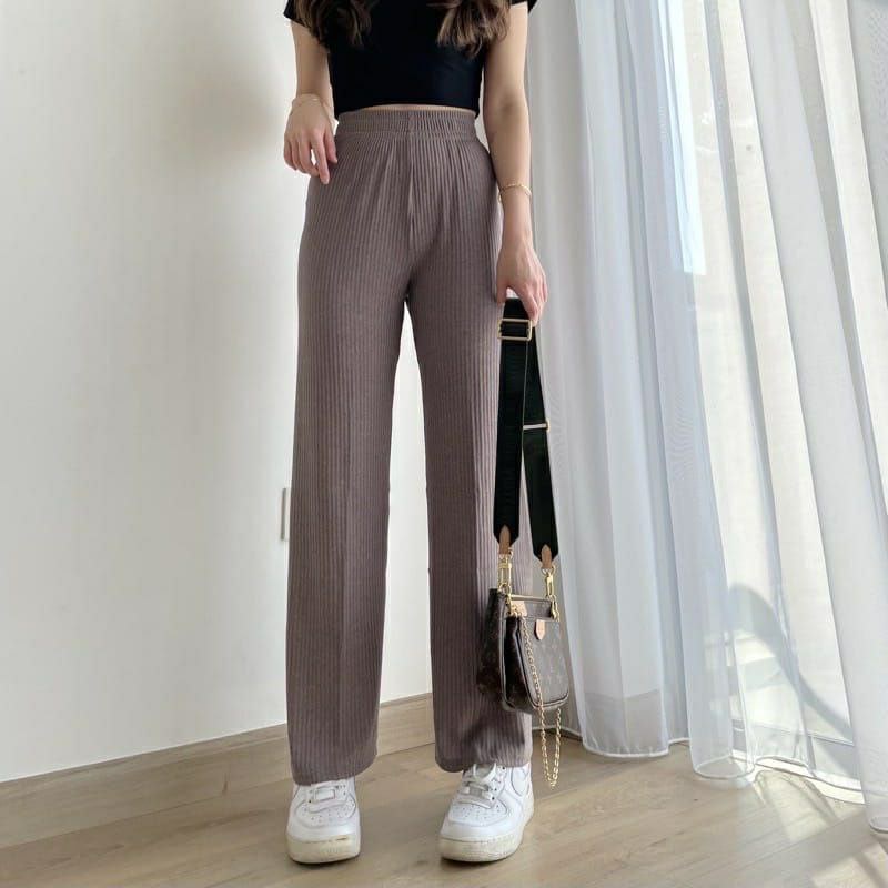 LOOSE PANTS HIGHWAIST/KULOT POLOS BASIC RAJUT KNITT