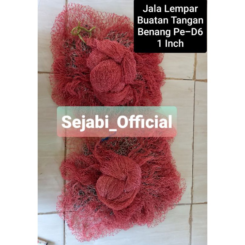 (Sejabi) Termurah Jala Lempar Ikan Ukuran 1 Inch 2.25 Meter Bahan Benang PE/Nilon D6 Handmade