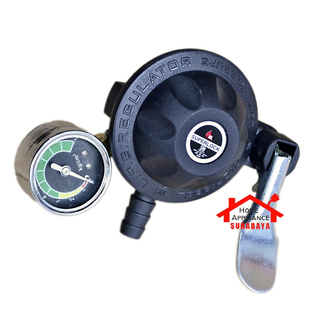 Regulator + Meter Low Pressure Tekanan Rendah Superlock - Super Lock Gascomp GRS 01 Black Edition