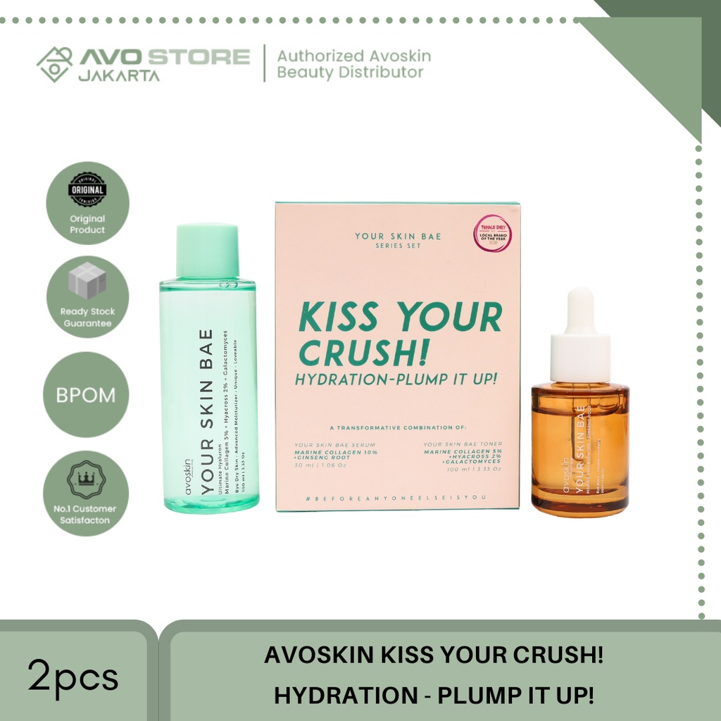 [BUNDLING] Avoskin Kiss Your Crush! Hydration-Plump Set (YSB Toner Marine Collagen 5% + Hyacross 2% + Galactomyces - YSB Serum Marine Collagen 10% + Ginseng Root)