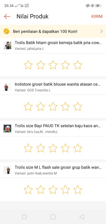 Trolis Grosir Batik Blouse Wanita Atasan Cewek Goe Orange Coklat Merah Biru Seragam Batik Trolistore