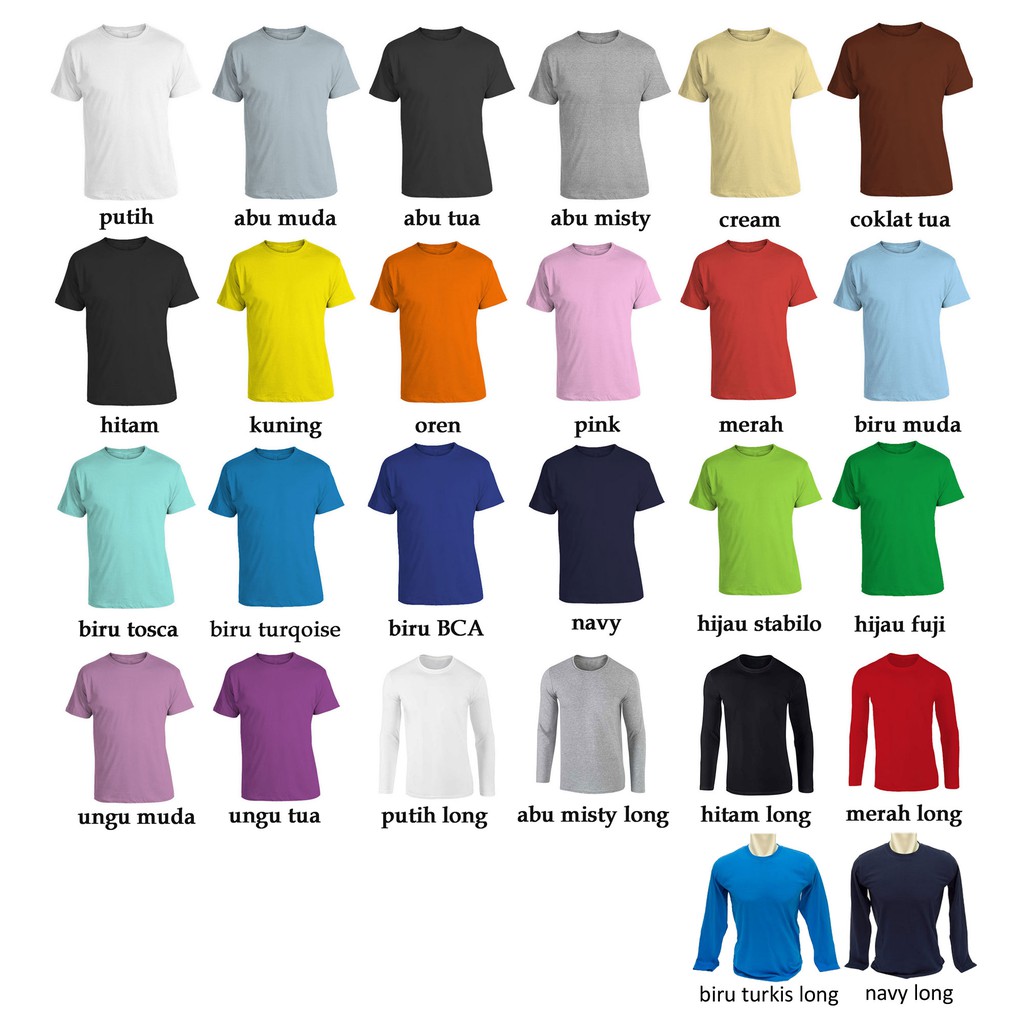  KAOS  T SHIRT UNISEX  KAOS  POLOS  LENGAN  PENDEK PANJANG  O 