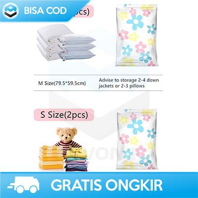 PLASTIK VACUM BAJU DAN POMPA 10PCS ZIPLOCK PAKAIAN BENING ORI WHISM