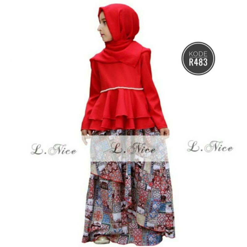 R483 L Nice Baju Muslim Import Anak Perempuan