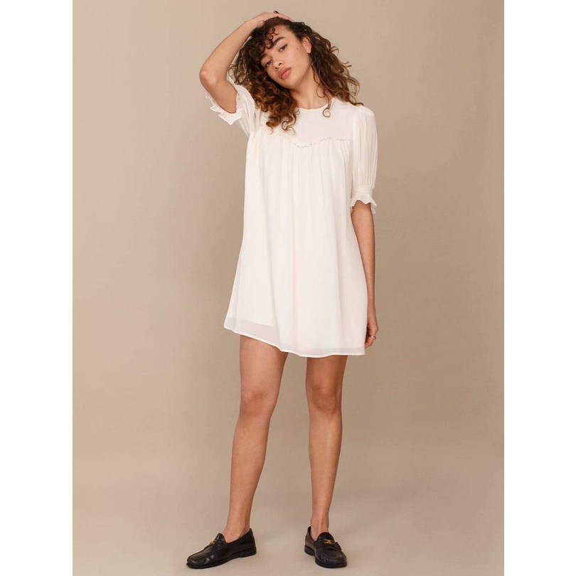 Dress casual import korea style White Lovely putih