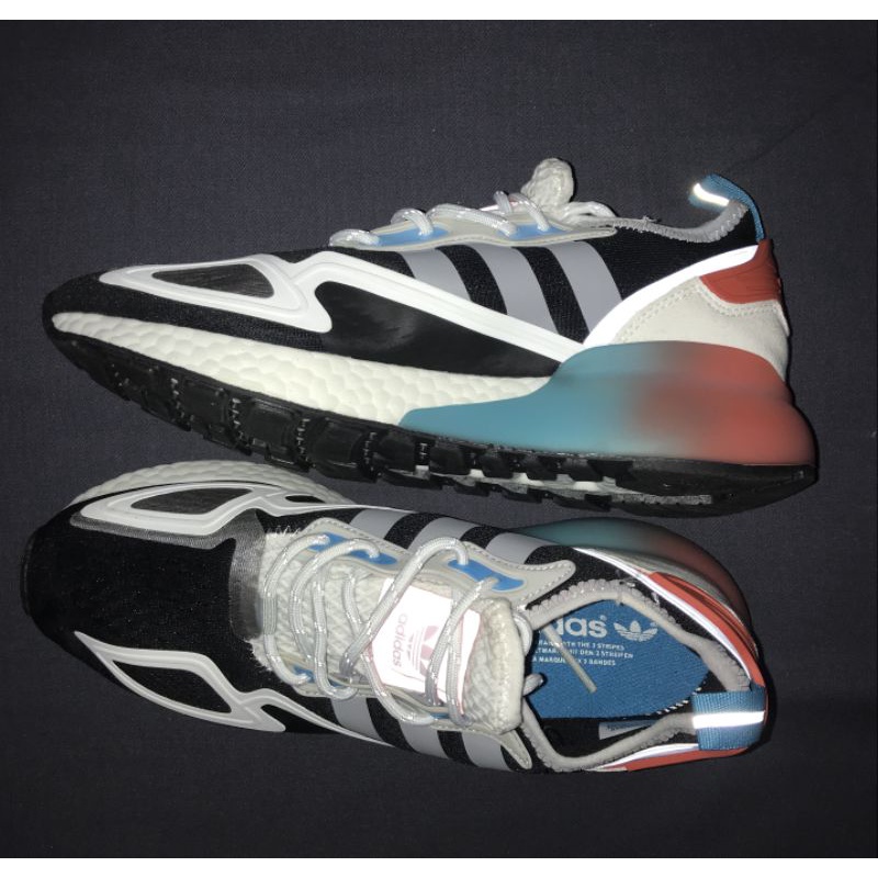 Sepatu Adidas ZX 2K Boost Black white Rainbow shoes limited edition sepatu