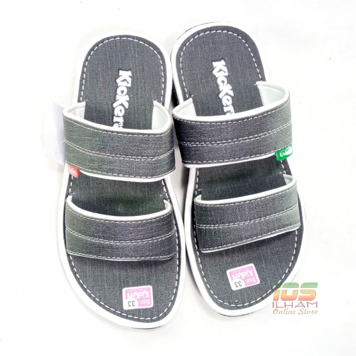 Sandal Anak Laki-Laki Kickers Slop Jeans Size 28-37 Abu Tua