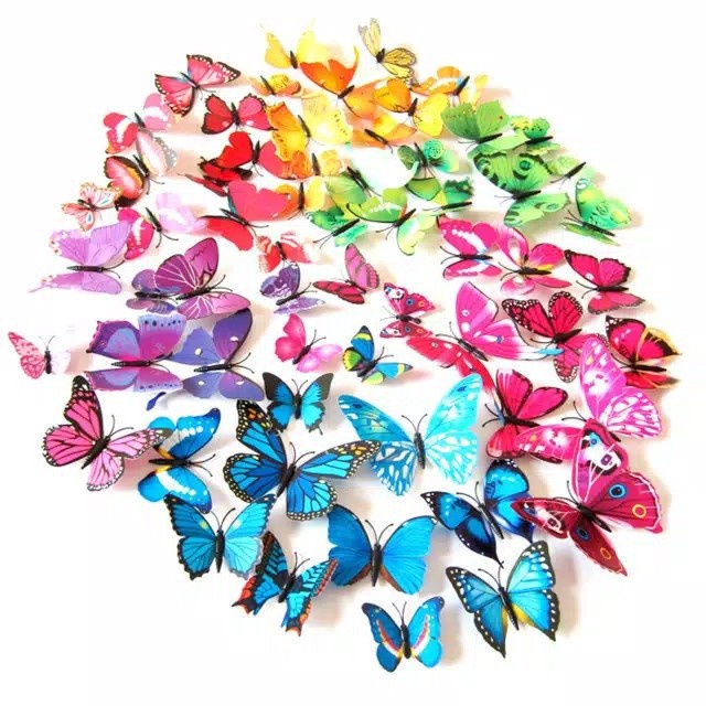 12pcs Stiker Dinding 3D Kupu Kupu Dekorasi Hiasan Kamar Wall Sticker Butterfly PVC