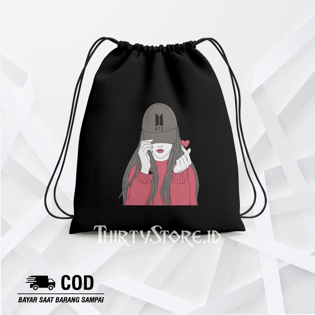 Tas Serut String Bag Bts Army - Drawstring Bag Waterproof | Thirty Store.Id