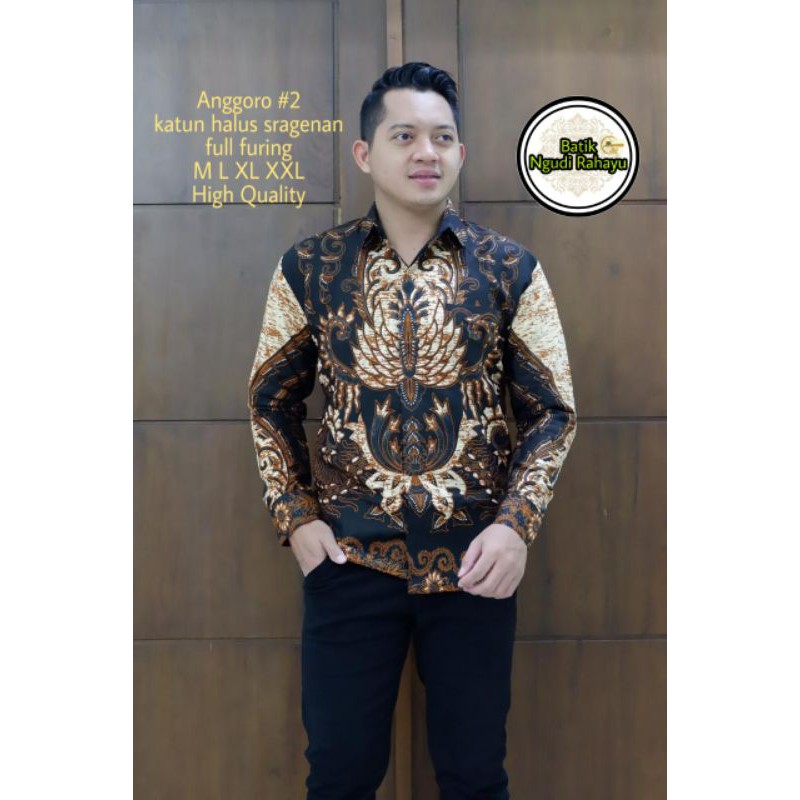 Kemeja Batik Lengan Panjang Pria ANGGORO#2 Bahan Katun Halus Full Furing High Quality