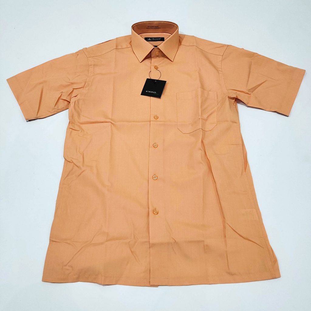 Kemeja ALISAN Polos Lengan PENDEK Regular Fit ( ORANGE )