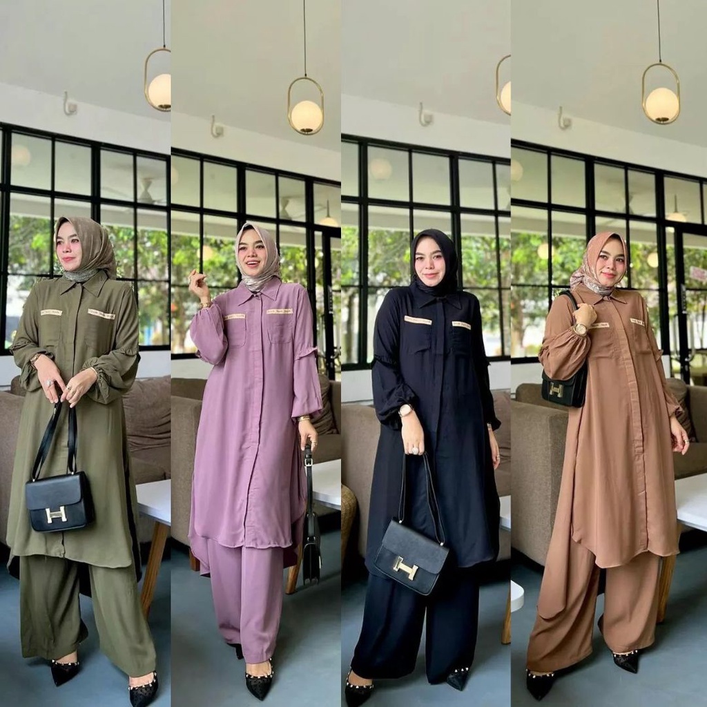 Kanaya set - tunik set / tunik setelan celana terbaru / tunik setelan / tunik setelan celana terbaru dress muslim / atasan tunik wanita / tunik wanita / tunik terbaru / one set kemeja dan celana / one set celana kulot / setelan kulot wanita kekinian / set