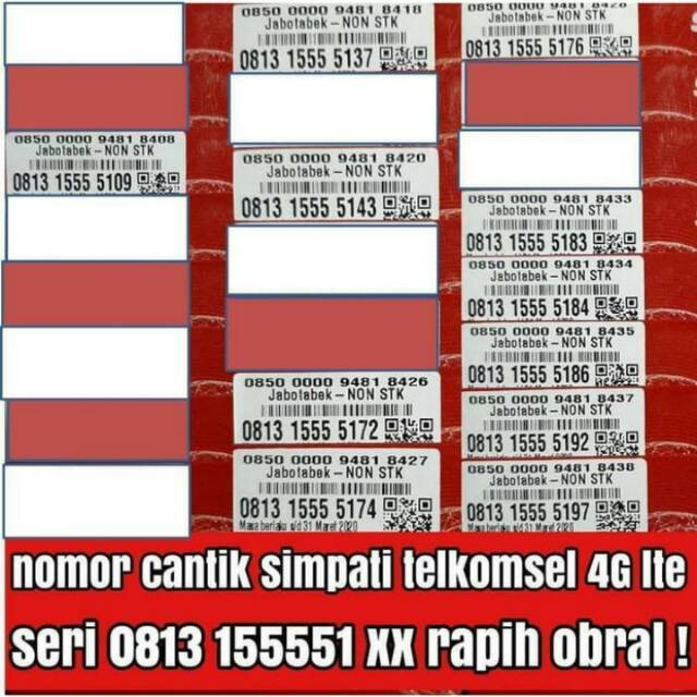 No Cantik Kartu Perdana Simpati 4G Telkomsel 0813 155551 xx Kartu Simpati Telkomsel 4g