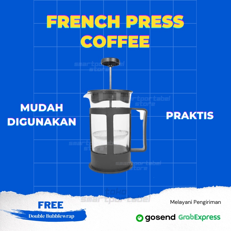 French Press Coffee Plunger Maker Milk Tea Alat Seduh Saringan Kopi Teh Kaca Gelas Filter 350 ml