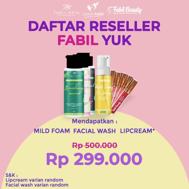 Paket Reseller Fabil || Daftar Laskar Fabil || Usaha Fabil || Jual Kosmetik BPOM HALAL || Skincare