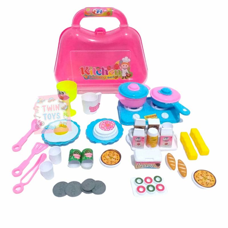 MAINAN MASAK MASAKAN SET KOPER | MAINAN TAS KOPER MASAK MASAKAN