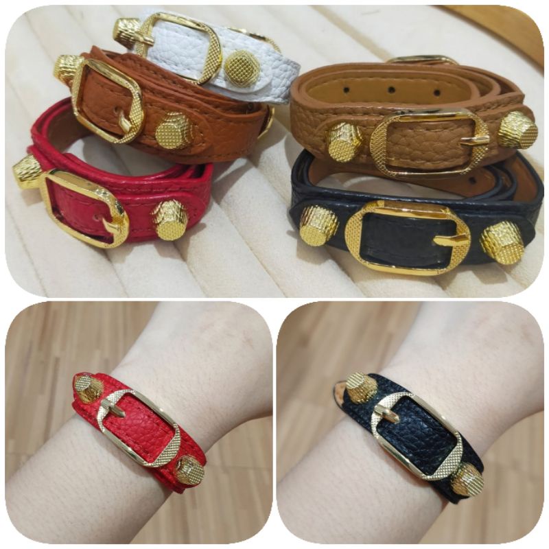 Restok Gelang Kulit Premium Quality Bracelet Branded Band Import tidak karatan 8829