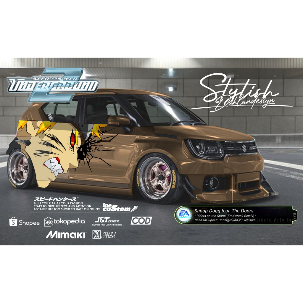 STIKER MOBIL DECAL MOBIL Ignis custom naruto 1 sisi