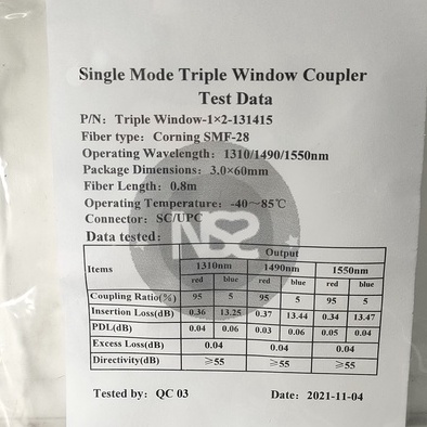 splitter ratio sc upc three window G657A1 high quality
