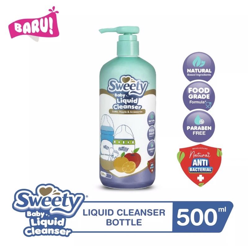 SWEETY BABY LIQUID CLEANSER BOTTLE, NIPPLE &amp; ACC 200ml dan 500ml dan Kemasan Reffil 450ml