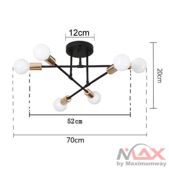 TaffLED Lampu Plafon Modern Nordic bisa ganti bohlam E27 Material Besi model 6 bohlam Light