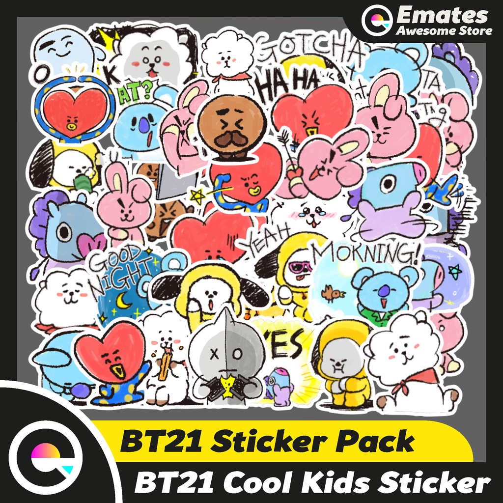 Jual [48 pcs] Stiker BT21 Cool Kids Sticker BTS Sticker BT21 Jungkook ...