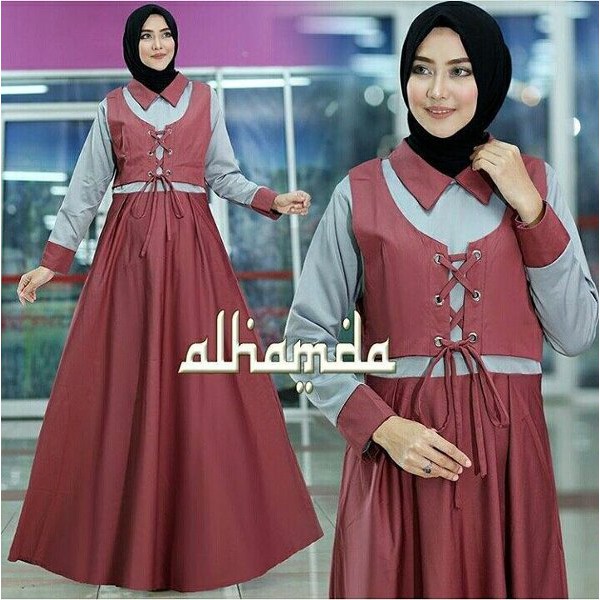 Baju Original Meidina Maxi Dress Muslim Modern Panjang Hijab Fashion Perempuan Casual Gamis Pakaian
