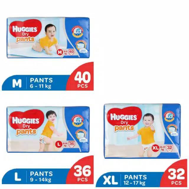 Huggies dry pants M40, L36, XL32