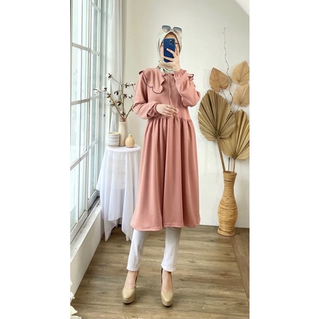 MIDI DRESS TUNIK AMEL KERAH JUMBO XXL KAOS SWEETY PREMIUM BUSUI BUMIL GROSIR PGMTA MURAH TWILL RAYON MUSLIM