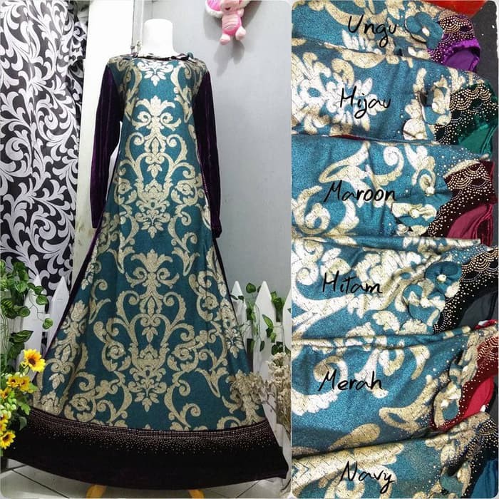 Abaya India Bludru 1256//Abaya India Bludru Murah