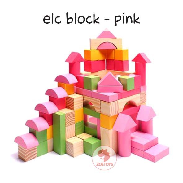 Zoetoys ELC Block | Brick 100pcs Mainan Balok Balokan Susun Kayu | Mainan Edukasi Anak | Cari Kado Edukasi Edu Toys Natal