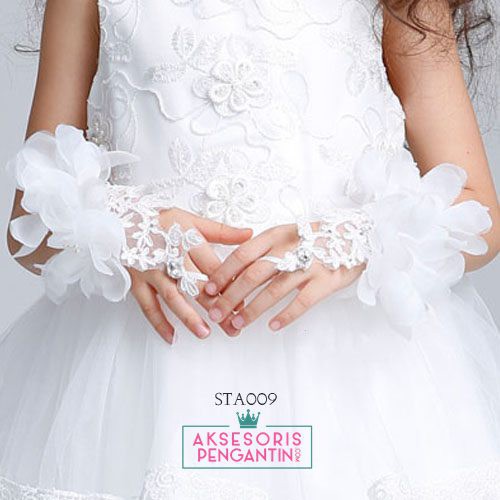 [PRODUK TERLARIS] AKSESORIS PESTA SARUNG TANGAN ANAK WEDDING GLOVES PUTIH STA009