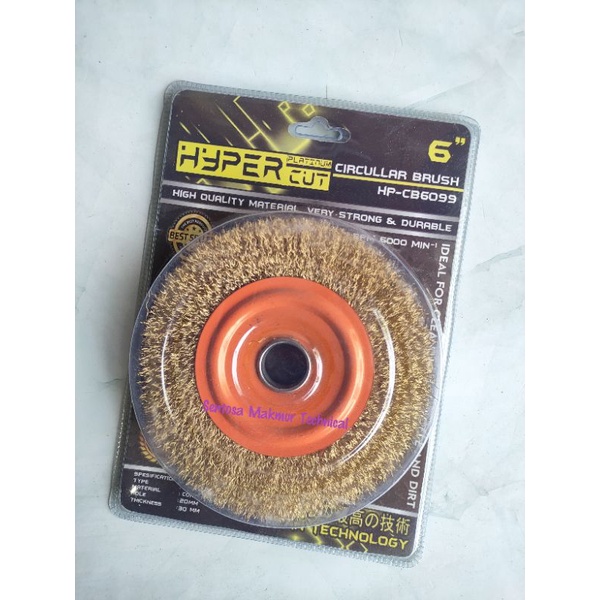 HYPER 6&quot; Sikat Kawat Gerinda Duduk Flat Wheel Wire Brush Piring Piringan