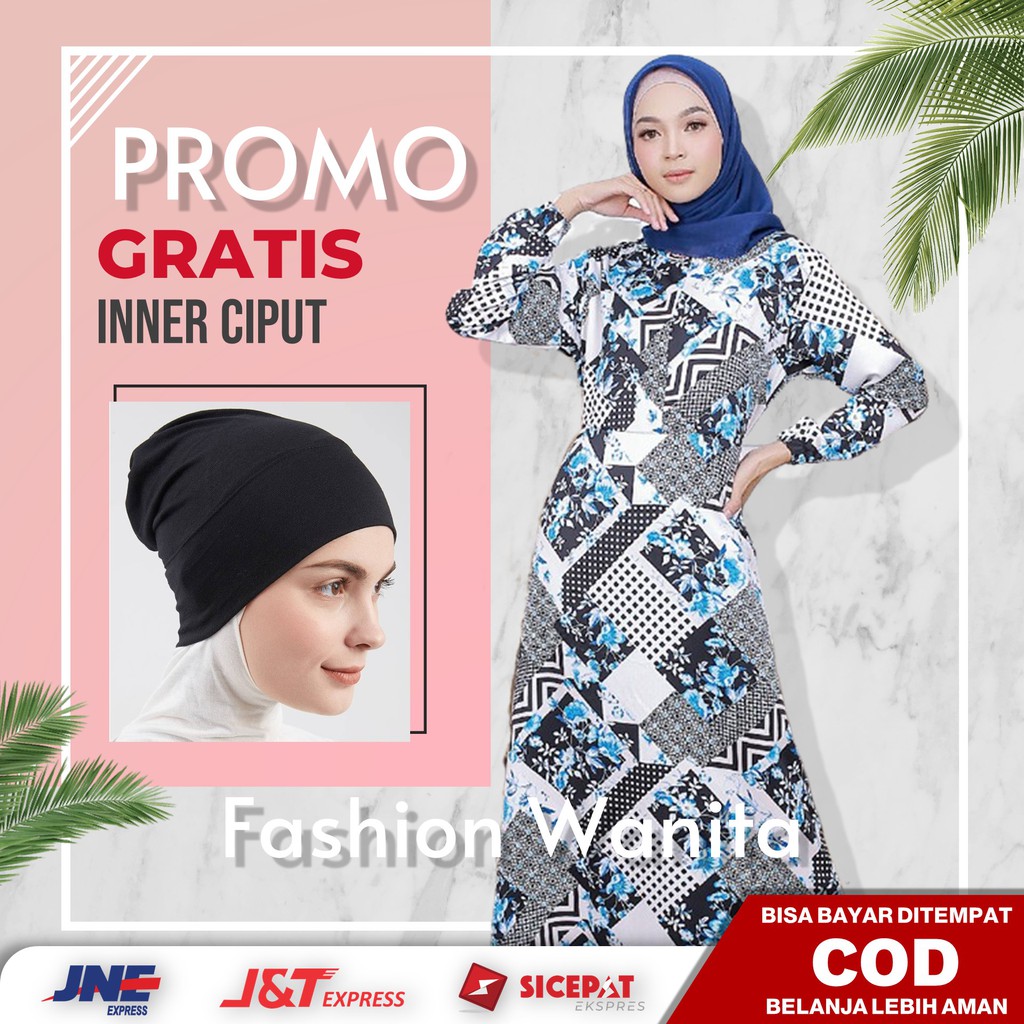 Baju Gamis Motif Bunga Muslim Syari Bahan Maxmara Adem Ukuran S M L dan XL Wanita Dewasa Elegan 2021