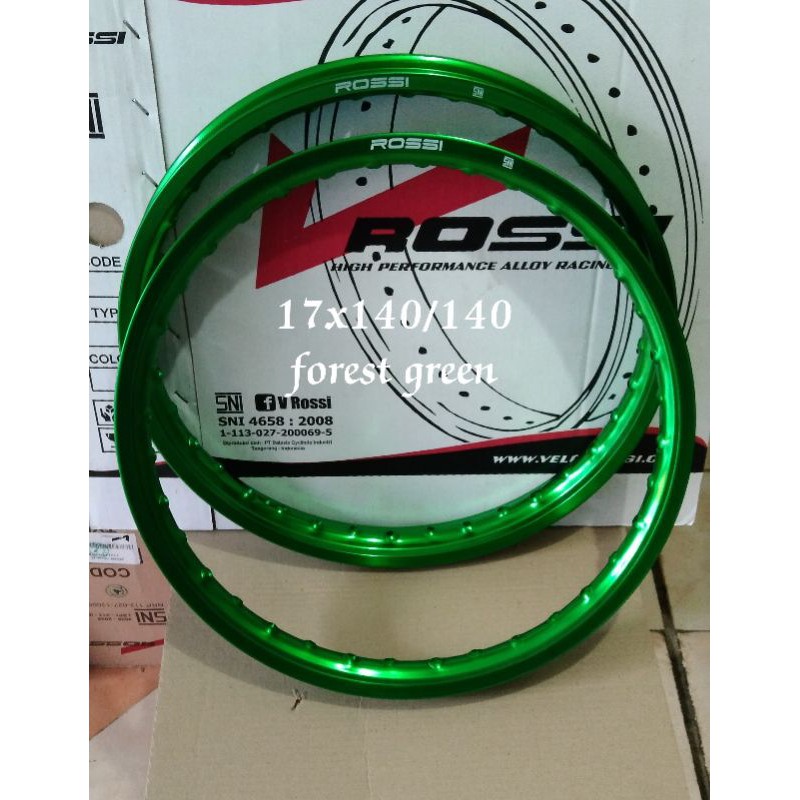 VELG PELAK V ROSSI JARI JARI RING 17 17X140/140 DAN 17X140/160  HIJAU FOREST GREEN, GOLD, BIRU DARK,