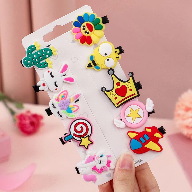 10PCS JEPIT RAMBUT ANAK / JEPITAN RAMBUT ANAK MOTIF KARAKTER KARTUN-JPT - CROWN