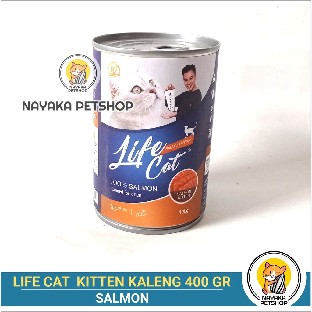 Life Cat Kaleng Kitten Salmon 400 gr Makanan Anak Kucing Basah Pakan Cat Wet Food Lifecat