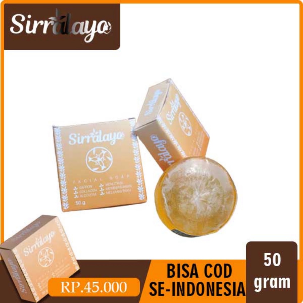 Sirralaya Facial SOAP - Sabun herbal Saffron Collagen Aloe Vera Pemutih Wajah dan Badan , Jerawat, G