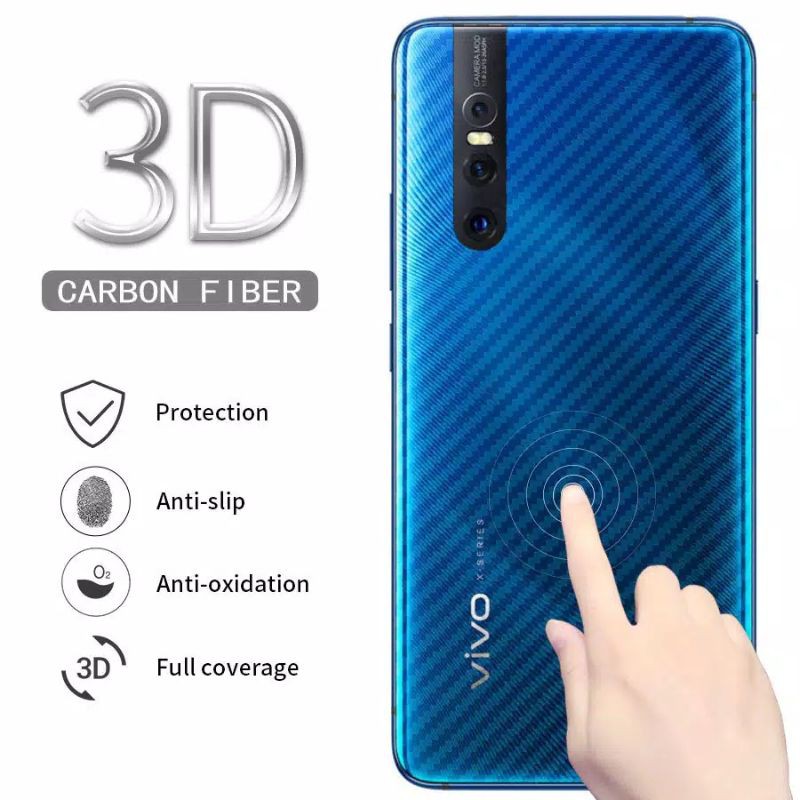 Skin Carbon 3D Vivo V15 / V15 Pro Garskin Karbon Fiber Sticker Anti Gores Belakang Premium